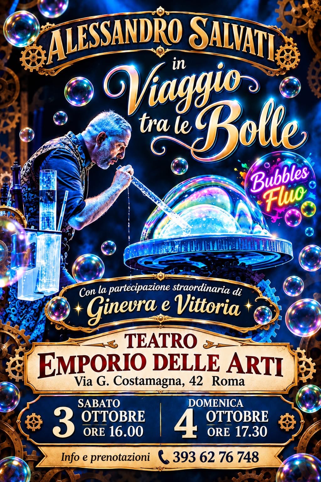 3 OTTOBRE ore 16.00 – 4 OTTOBRE ore 17.30 “Bubble Fluo – In viaggio tra le bolle con Mago Cosetto””